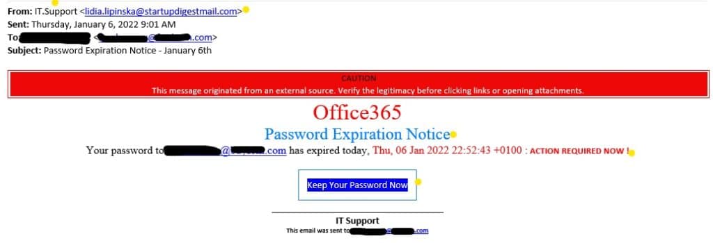 Phishing Example Email Password Expiration